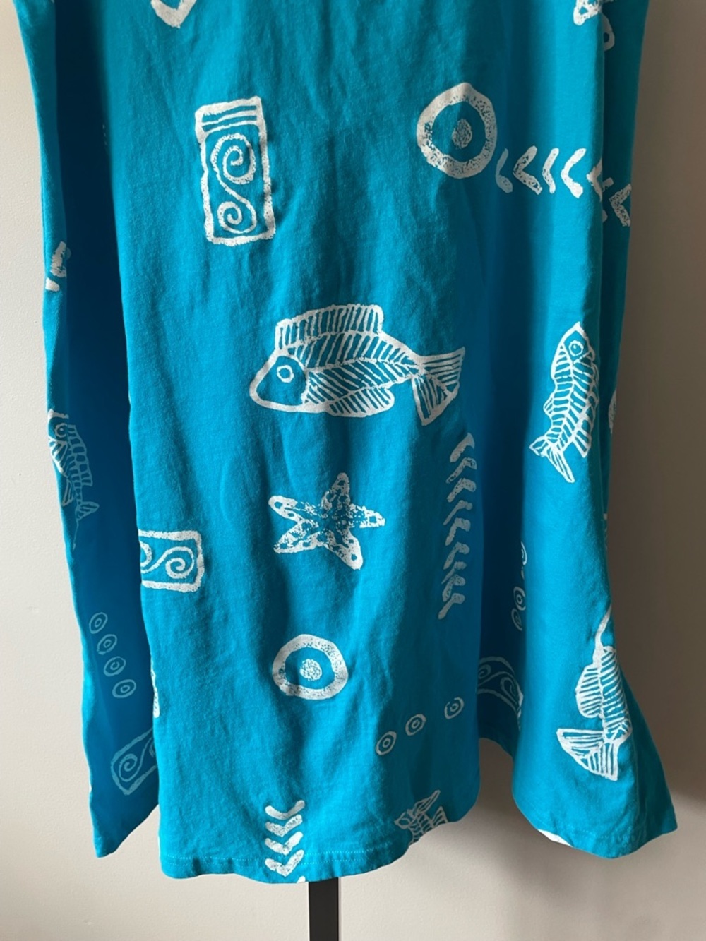 90s Y2K Kisses & Hugs 100% Cotton Beach Novelty Tank Dress Ocean Fish Printed - Picture 4 of 7